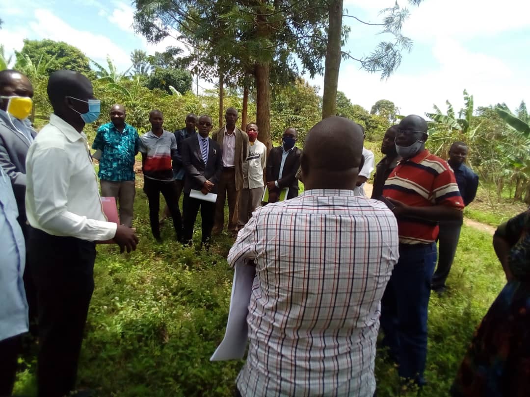 District Officials together with Kikyenkye Sub County officials at the site handover for the construction of Kikyenkye Health Centre 3.